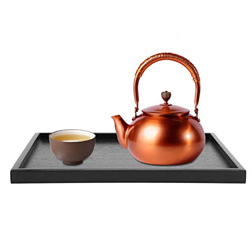 Deror Bandeja de té, Forma Rectangular Madera Maciza Té Café Bocadillos Comidas Bandeja de Servicio Plato Bandejas de… - Imagen 5