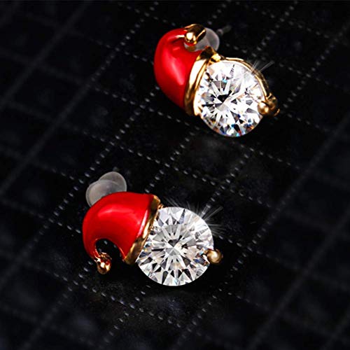2 Pairs Women's Christmas Earrings, Girls Crystal Gemstone Santa Christmas Hat Earrings Luxury Christmas Reindeer Antlers Xmas Earring Stud Jewelry Gift Sets #TOP2
