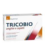 Tricobio Integratore alimentare a base di Spirulina, Ortica, Equiseto, Cistina, Metionina, Biotina, Selenio, Zinco e Vitamina D anti caduta per capelli e unghie, 30 compresse