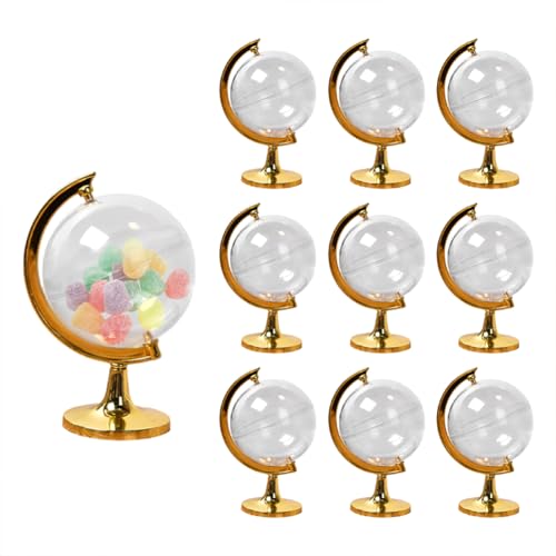 Eforcase 10PCS Clear Candy Boxes Mini Globe Candy Containers Transparent Round Globe Treat Boxes Wedding Favor Boxes Storage Container Candy Jars Decorations for Bridal Shower Wedding Party