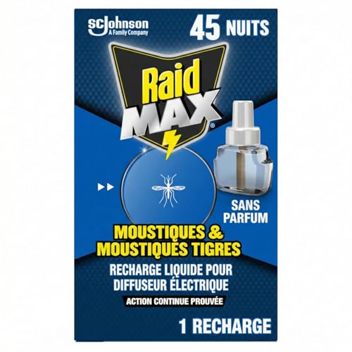Diffuseur Electrique Liquide Raid Max pour des nuits d'ete sereines sans moustiques tigres