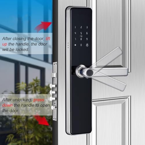 Finrprint Smart Door Lock with Alarm - Keyless Entry Handle, Doell Compatible, Magnetic Card & Key, Ideal for Apartments & Homes, Enhanced Security Solution