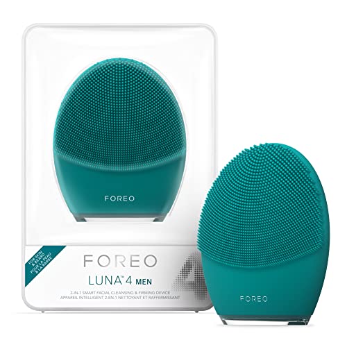 FOREO LUNA 4 MEN Face Cleansing Brush for Skin & Beard | Firming Face Massager | Anti Aging Face Care | Enhances Absorption of Facial Skin Care Products | App-connected | USB-rechargeable | Waterproof