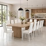 ZECIIYE Weiße Event Stühle 12er Set Hochzeit Stühle Abwaschbar Kunstleder Catering Bestuhlung Weiß Metallbeine Stabil Hohe Rückenlehne Modern Eventbestuhlung