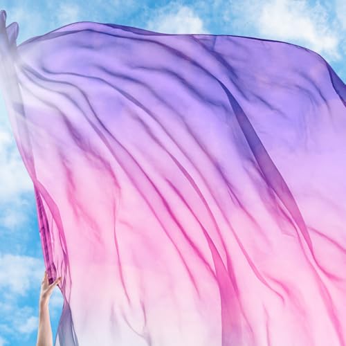 Jecery 2 Pack Large Worship Flags for Dance, 35" x 55" Praise Dance Flags with Scalable Rods, Gradient Color Design Ministry Streamer Banners for Church Outdoor Stage Performance (White-Pink-Purple) — view 6