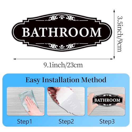 bathroom sign sticker for business and homeself-adhesive cute bathroom decor for doorwaterproof vinyl restroom sign for homeofficeshopblack