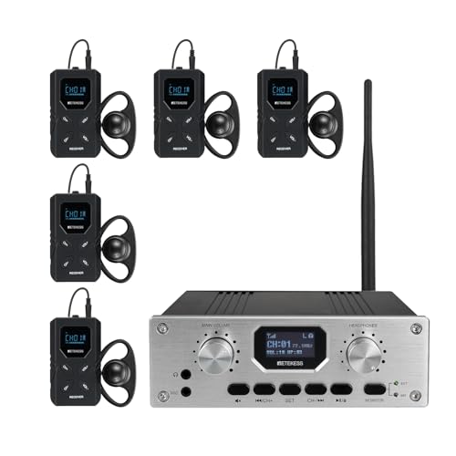 Retekess TT119 Tour Guide System, Assistive Listening System, Long Battery Life, Interpreter Monitor Option, Interpreting Equipment for Conference (1 Transmitters 5 Receivers)