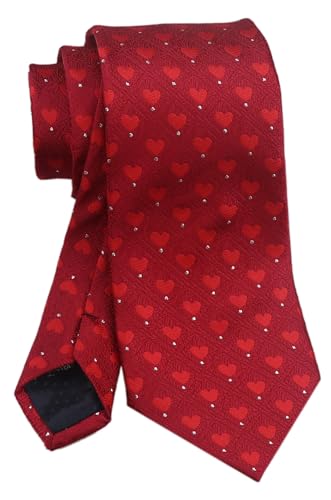 Vinesen Men Red Ties Sweet Heart Patterned Accessory Evening Suit Wedding Anniversary Wedding Necktie