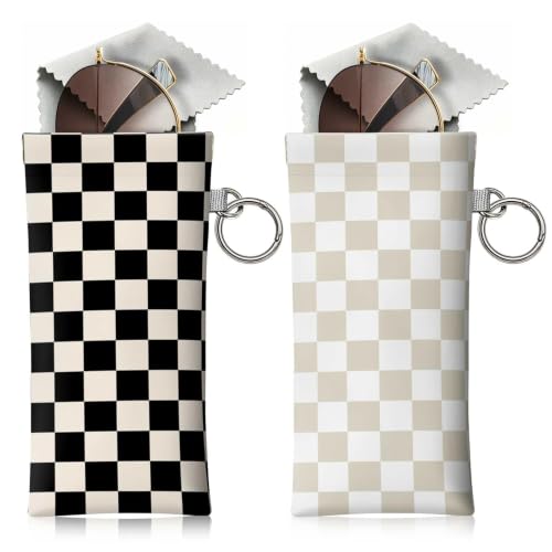 Soft Sunglasses Case with Clip, PU Leather Portable Travel Glasses Case