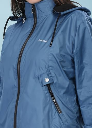 Image of Dollar Women's Polyester Solid Windcheater Jacket With Zipper Pockets and Detachable Hood