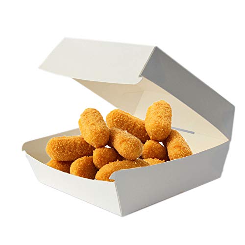 SDG PZ 50 VASCHETTA Bianca in Carta 16x16x9 H con Coperchio RICHIUDIBILE Ideale per L'ASPORTO di CIBI,FRITTURE,PANINI,Patatine