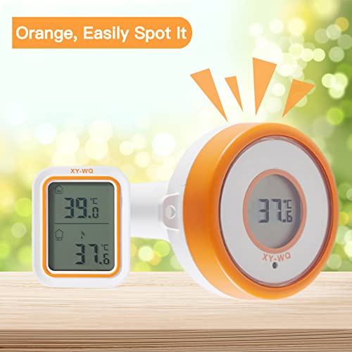 Xy-Wq Wireless Pool Thermometer Floating Easy Read, Remote Digital Pool Thermometer For Swimming Pool, Koi Ponds, And Hot Tubs (Xy-P01W, Orange, Easily Spot It) #TOP1