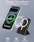 podoru for Magsafe Power Bank, Foldable 10000mAh Magnetic Battery Pack with USB-C Cable LED Display 22.5W PD Fast Charging Wireless Portable Charger for iPhone 17/16/15/14/13/12 Series-Black