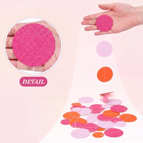 Image of Outus 5 Pieces Dot Garland Banner Hanging, Pink and Orange