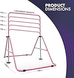 KAYMAN Foldable Gymnastics Horizontal Bar with Hand Protection Wrap, Adjustable Height & Feet - Durable Iron Equipment for Flexibility Training, Compact & Stylish (Pink, Small (90-130cm)) - Image 4
