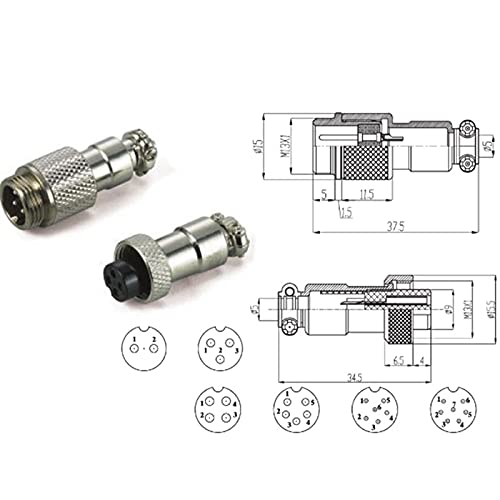 Enchufe GX12 2 pines de aviación 12mm con conector de panel metálico para chasis EZZON 4