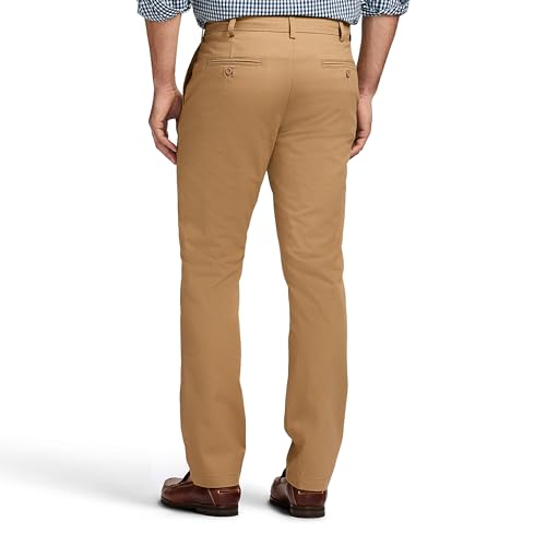 IZOD Men's American Chino Flat Front Straight Fit Pant, English Khaki, 32W x 29L3