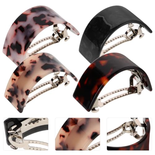 KALLORY 4 Piezas Pinzas para el Cabello con Diseño de Concha de Tortuga Semi Círculo miniatura 4