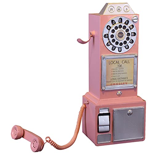 SYJY Modèle de téléphones décoratifs muraux, Ornement de téléphone au Cadran Rotatif Vintage Antique, Téléphone décoratif du boîtier du Salon à Domicile - Rose Cover