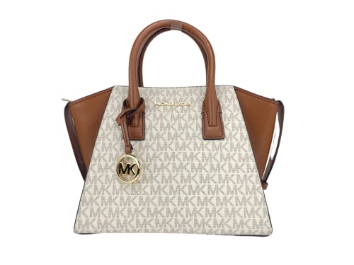 Michael Kors Avril Small Top Zip Satchel Crossbody Handbag Vanilla Pvc #TOP21