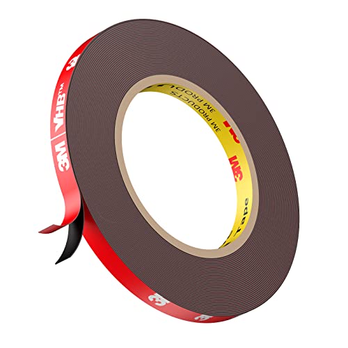Double Sided Tape, Heavy Duty Mounting Tape Waterproof Foam Tape, 33FT Length, 0.39IN Width for LED Strip Lights, Home Decor, Office Decor, Made of 3M VHB Tape