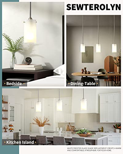 Pendant Light Fixtures 3-Pack, Modern White Frosted Glass Hanging Lights, Height Adjustable Mini Industrial Ceiling Hanging Vintage Lamp For Living Room Bedroom Kitchen Island, Bulb Not Included #TOP6