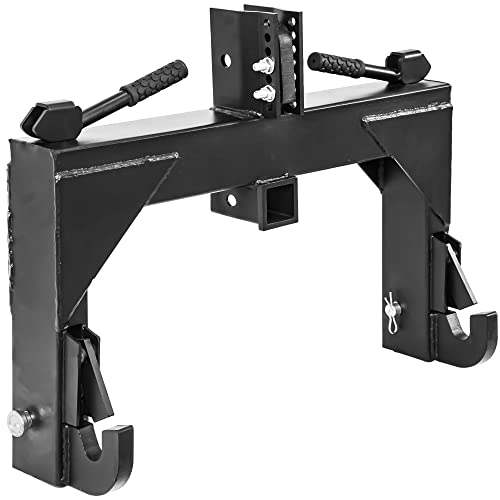 YITAMOTOR 3 Point Quick Hitch, 3000 lbs 3-Pt Attachments with 2" Receiver Hitch Adaptation to Category 1 Tractor with 5 Level Adjustable Bolt Black 3 Point Quick Hitch