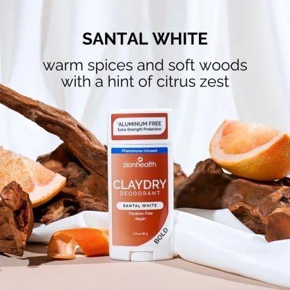 Zion Health Bold, ClayDry Deodorant, Santal White, 2.8 oz (80 g) image 5
