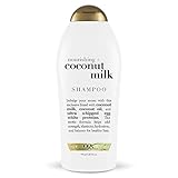  OGX Champú Nourishing leche de coco, libre de parabenos, libre de sulfato, ingredientes sostenibles, fortalezas, hidrataciones, equilibrios y restaura la elasticidad