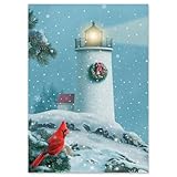 Current Weihnachtskarten mit Leuchtturm, Set mit 18 großen gefalteten Karten, 12,7 x 17,8 cm, thematische religiöse Urlaubskarte, Vorteilspack, Umschläge enthalten
