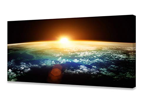 Cao Gen Decor Art A62875 Wall Art Canvas Abstract Planet Universe Space Picture Canvas Painting Starry Sky Poster Print Planet Earth and Spectacular Sunset for Living Room Bedroom Office Home Decor