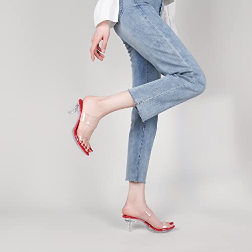 Image of NBUUNBU Clear Heels for Women Silver Black Heels Little Platform Sexy High Heels Sandals Stiletto Kitten Open Toe Dress Shoes Comfortable Double Transparent Strap Heeled Sandals Mule