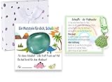 MKISHINE Glücksbringer Einschulung Mutstein Schulkind + Mutmonster Schulkind Mutstein 2025 Schultüte Füllung Schulanfang Geschenk Glücksbringer mit Grußkarte Geschenkbox