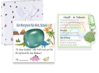 MKISHINE Glücksbringer Einschulung Mutstein Schulkind + Mutmonster Schulkind Mutstein 2025 Schultüte Füllung Schulanfang Geschenk Glücksbringer mit Grußkarte Geschenkbox