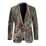 TOADDITDO Men's One Button Blazer Jackets Suit Camo Oak Hunting Wood Leaf Slim Fit Business Blazers with Pockets Notched Lapel Long Sleeve Tuxedo Jacket,2XL