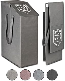 TOPP4u Narrow Laundry Hamper with Lid  Recess Laundry Basket with Lots of Volume 52 Litres  20 x 45 x 60 cm  Laundry Basket Small Foldable Grey