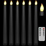 KOABY 6 Stück schwarze flammenlose Kunststoff-Kerzen mit 1 Packung Fernbedienung, flackerndes Licht, für Dekoration