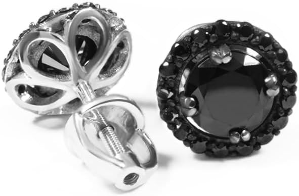 Stud Earrings with Black Diamonds, luxury stud earrings, black diamond fashion earrings, gift for girl