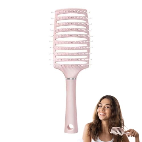 Image of Homeaura Detangler Hair Brush - Curved & Vented Hair Brush for Women & Men | Detangling Hair Comb for All Hair Types - Wet, Dry & Damaged Hair | Blow Drying, Styling and Scalp Massage (Pink)