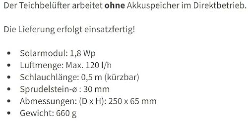 Solar Teichbelüfter Esotec Floating Air mit 120 l/h Sauerstoffpumpe