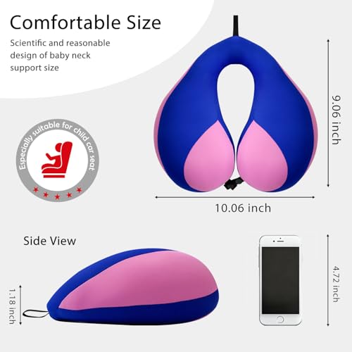 MOOB Kids Travel Neck Pillow with Chin Support, U-Shape Pillow for Head & Neck Support on Airplane & Car Rides, Ideal Travel Gift for Toddlers & Children (Blue Purple) — view 4