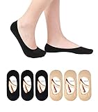 No-Show Socks for Women, Thin Low Cut Socks Loafer Liner Anti Slip Heel Black+Beige, One Size