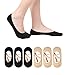 No-Show Socks for Women,Thin Low Cut Socks Loafer Liner Anti Slip Heel Black+Beige