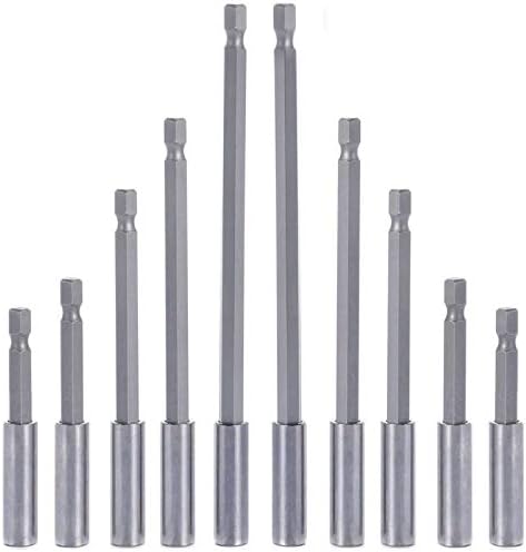 OBPSFY 10PCS Bit Holder Magnetic Extension Screwdrivers Socket, 1/4" Hex Shank Quick Release Drill Bits Holder Tools Set for Screws, Nuts, Drills, Handheld Drivers (2", 2.3", 3", 4", 6")