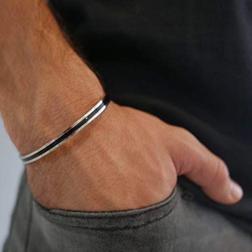 Handmade Cuff Stainless Steel Bracelet For Men By Galis Jewelry - Bangle Bracelet For Men - Jewelry For Men - Fits 6.5"-8" Wrist Sizes #TOP1