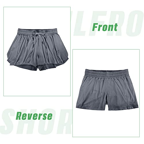 Womens 2 In 1 Flowy Athletic Shorts Running Girls Butterfly Skirts Biker Workout Spandex Shorts Summer Hot Pink S #TOP4