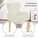 Hawthyhome Relaxsessel/Einzelsofa/Fernsehsessel/Ohrensessel mit Kopfkissen und Gold Metallfüßen aus Samt bis 130kg Schlafzimmer Wohnzimmer Beige