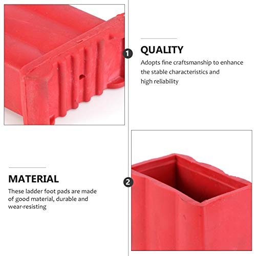 WINOMO 2Pcs Non Slip Ladder Feet Rubber Ladder Accessories Replacement Step Ladder Feet Foot Mat Cushion (Red)