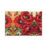 Performance du produit : ce beau set de table en forme de coquelicot rouge est fabriqué en tissu épais, robuste et résistant à l'usure, avec une bonne résistance aux plis et à la chaleur. Le processus d'impression exquis comprend un design d'impression personnalisé et des méthodes de correspondance personnalisées de la table à manger.