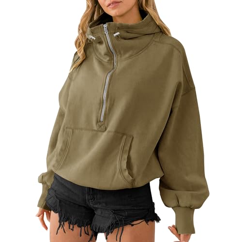 Sweat à capuche Y2K col haut avec cordon, pull oversize à manches longues et poche ventrale femme